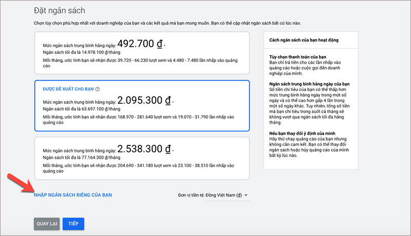 hướng dẫn lập ngân sách chạy Google Ads