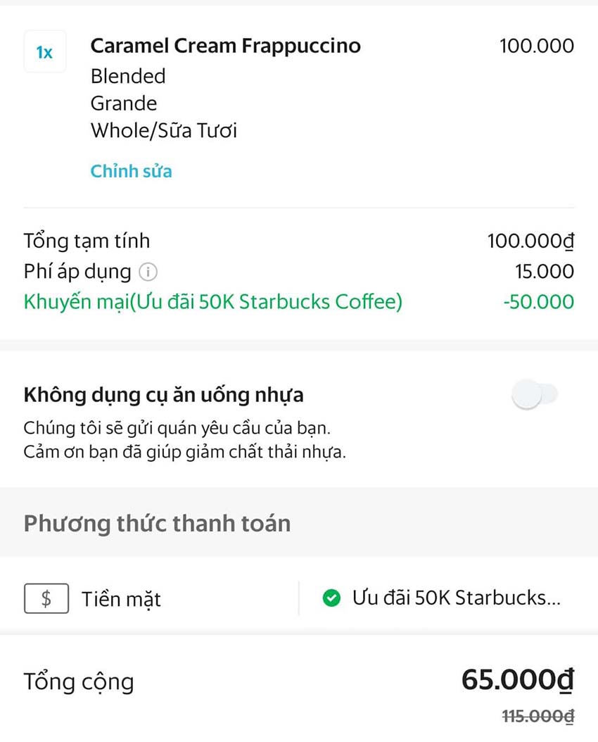 khuyến mãi f&b trên food app